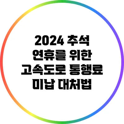 2024 추석 연휴를 위한 고속도로 통행료 미납 대처법