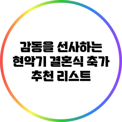 감동을 선사하는 현악기 결혼식 축가 추천 리스트