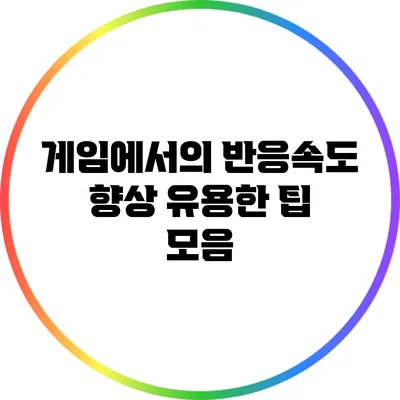 게임에서의 반응속도 향상: 유용한 팁 모음