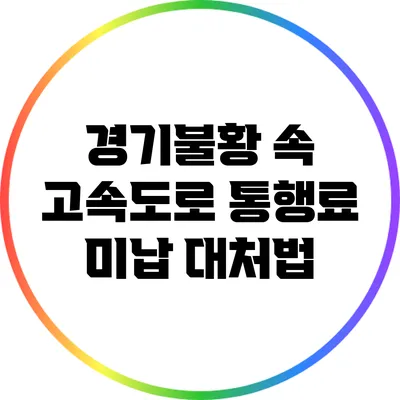 경기불황 속 고속도로 통행료 미납 대처법
