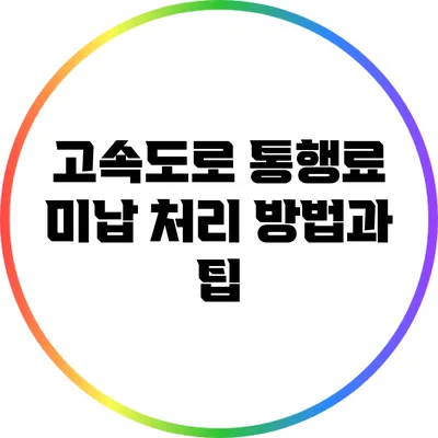 고속도로 통행료 미납 처리 방법과 팁