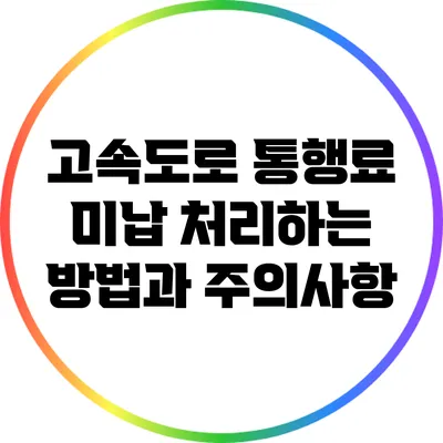 고속도로 통행료 미납 처리하는 방법과 주의사항