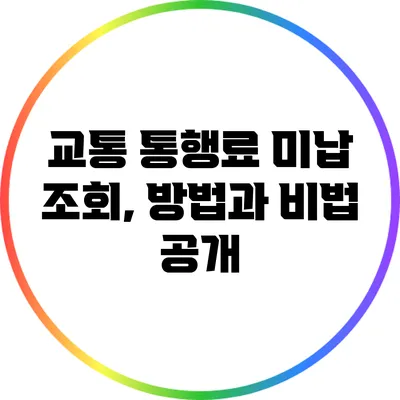 교통 통행료 미납 조회, 방법과 비법 공개