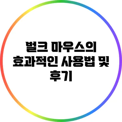 벌크 마우스의 효과적인 사용법 및 후기