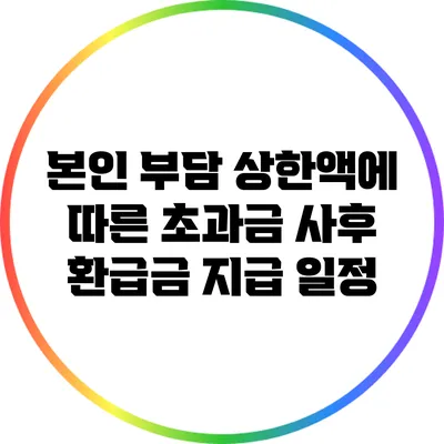 본인 부담 상한액에 따른 초과금 사후 환급금 지급 일정