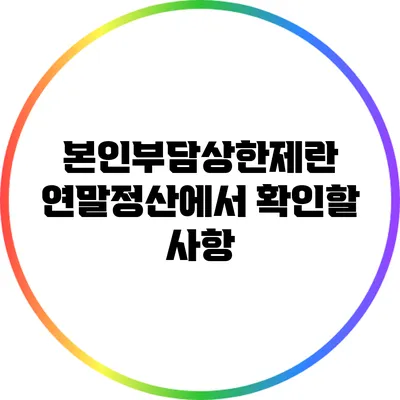 본인부담상한제란? 연말정산에서 확인할 사항