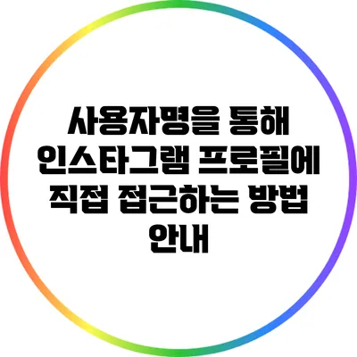 사용자명을 통해 인스타그램 프로필에 직접 접근하는 방법 안내