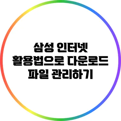 삼성 인터넷 활용법으로 다운로드 파일 관리하기