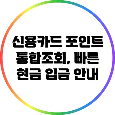 신용카드 포인트 통합조회, 빠른 현금 입금 안내