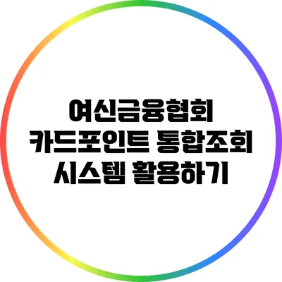 여신금융협회 카드포인트 통합조회 시스템 활용하기