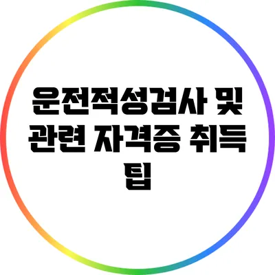 운전적성검사 및 관련 자격증 취득 팁