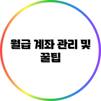 월급 계좌 관리 및 꿀팁