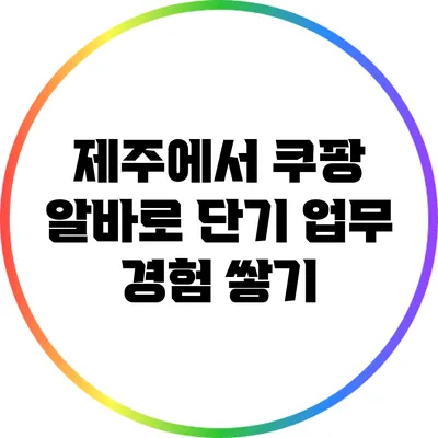 제주에서 쿠팡 알바로 단기 업무 경험 쌓기