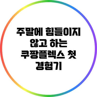 주말에 힘들이지 않고 하는 쿠팡플렉스 첫 경험기