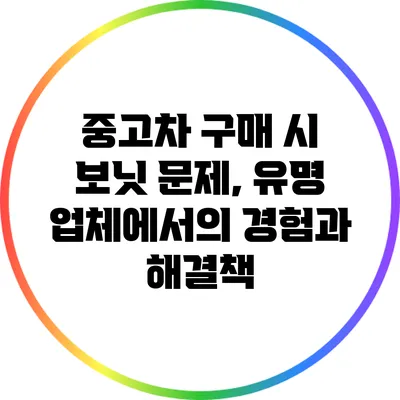 중고차 구매 시 보닛 문제, 유명 업체에서의 경험과 해결책