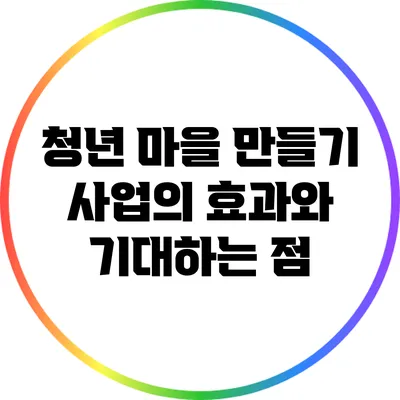청년 마을 만들기 사업의 효과와 기대하는 점