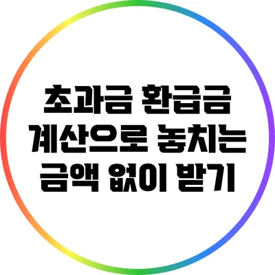 초과금 환급금 계산으로 놓치는 금액 없이 받기