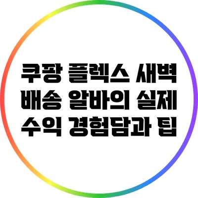 쿠팡 플렉스 새벽 배송 알바의 실제 수익 경험담과 팁