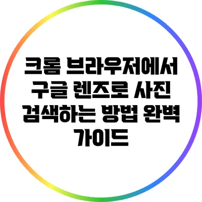 크롬 브라우저에서 구글 렌즈로 사진 검색하는 방법 완벽 가이드