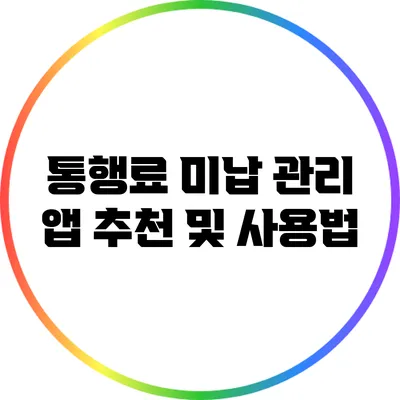 통행료 미납 관리 앱 추천 및 사용법