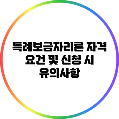 특례보금자리론 자격 요건 및 신청 시 유의사항
