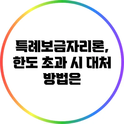 특례보금자리론, 한도 초과 시 대처 방법은?