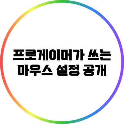 프로게이머가 쓰는 마우스 설정 공개