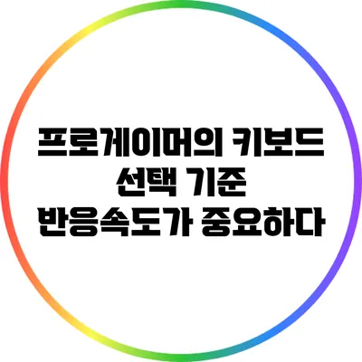 프로게이머의 키보드 선택 기준: 반응속도가 중요하다