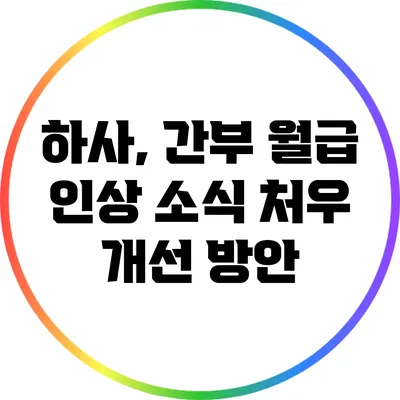 하사, 간부 월급 인상 소식: 처우 개선 방안