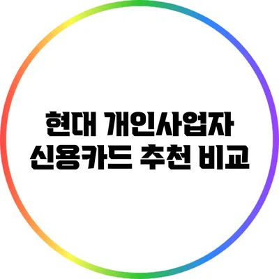 현대 개인사업자 신용카드 추천 비교