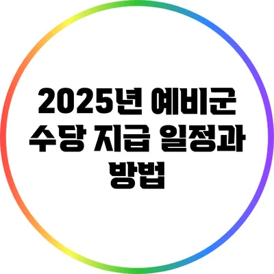 2025년 예비군 수당 지급 일정과 방법