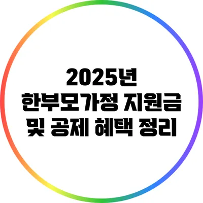 2025년 한부모가정 지원금 및 공제 혜택 정리