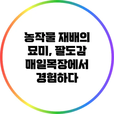 농작물 재배의 묘미, 팔도감 매일목장에서 경험하다