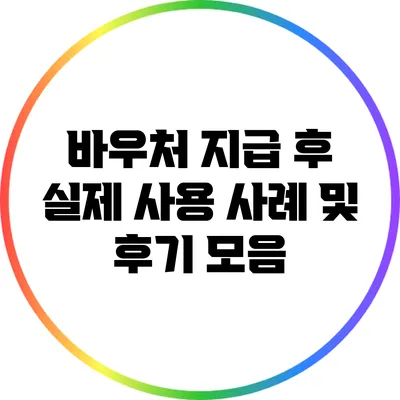 바우처 지급 후 실제 사용 사례 및 후기 모음
