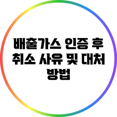 배출가스 인증 후 취소 사유 및 대처 방법