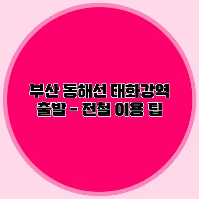 부산 동해선 태화강역 출발 - 전철 이용 팁