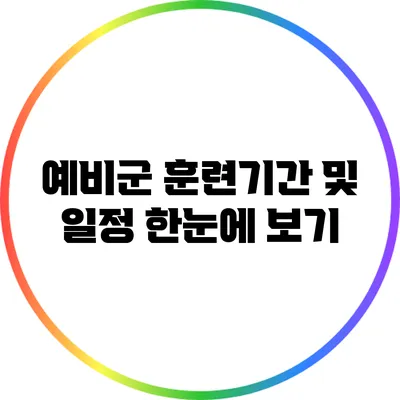 예비군 훈련기간 및 일정 한눈에 보기