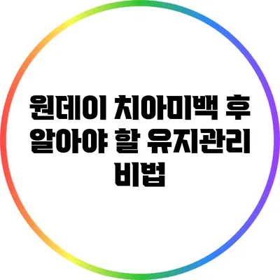 원데이 치아미백 후 알아야 할 유지관리 비법