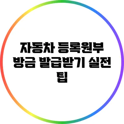 자동차 등록원부 방금 발급받기: 실전 팁