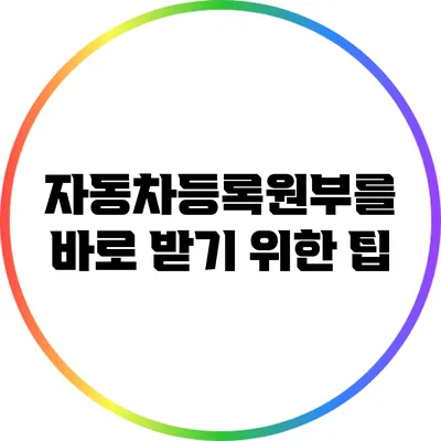 자동차등록원부를 바로 받기 위한 팁