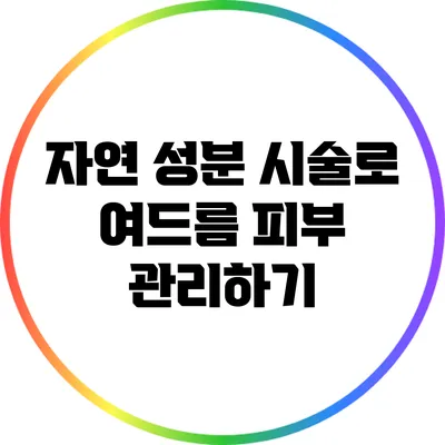 자연 성분 시술로 여드름 피부 관리하기