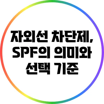 자외선 차단제, SPF의 의미와 선택 기준