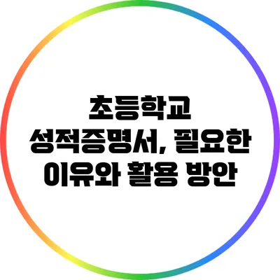 초등학교 성적증명서, 필요한 이유와 활용 방안