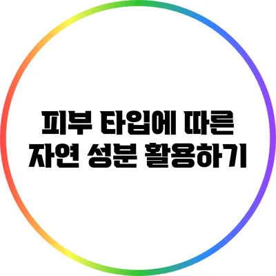 피부 타입에 따른 자연 성분 활용하기