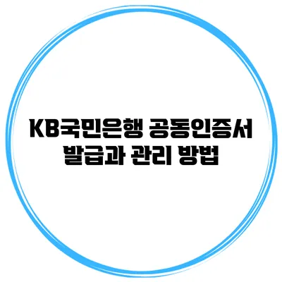 KB국민은행 공동인증서 발급과 관리 방법