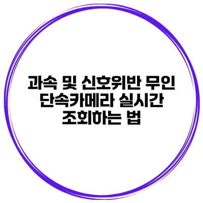 과속 및 신호위반 무인 단속카메라 실시간 조회하는 법