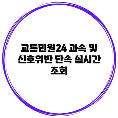 교통민원24 과속 및 신호위반 단속 실시간 조회
