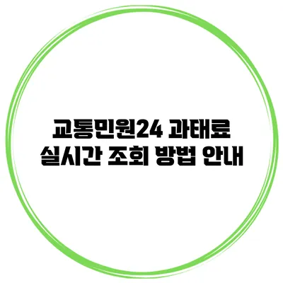 교통민원24 과태료 실시간 조회 방법 안내