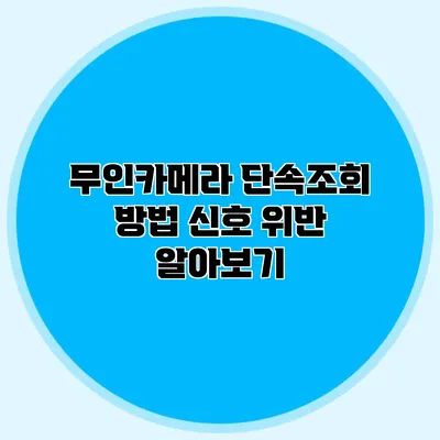 무인카메라 단속조회 방법 신호 위반 알아보기