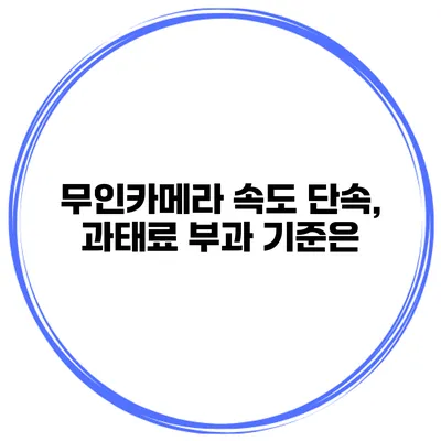무인카메라 속도 단속, 과태료 부과 기준은?